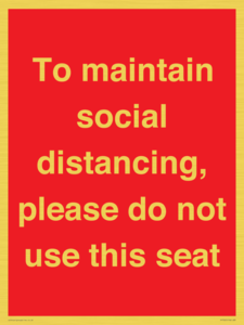 To maintain social distancing, please do not use this seat